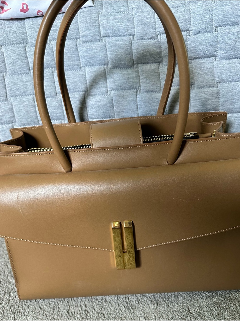 DeMellier London Montreal Bag Tote Tan Shoulder Strap WITH FLAWS